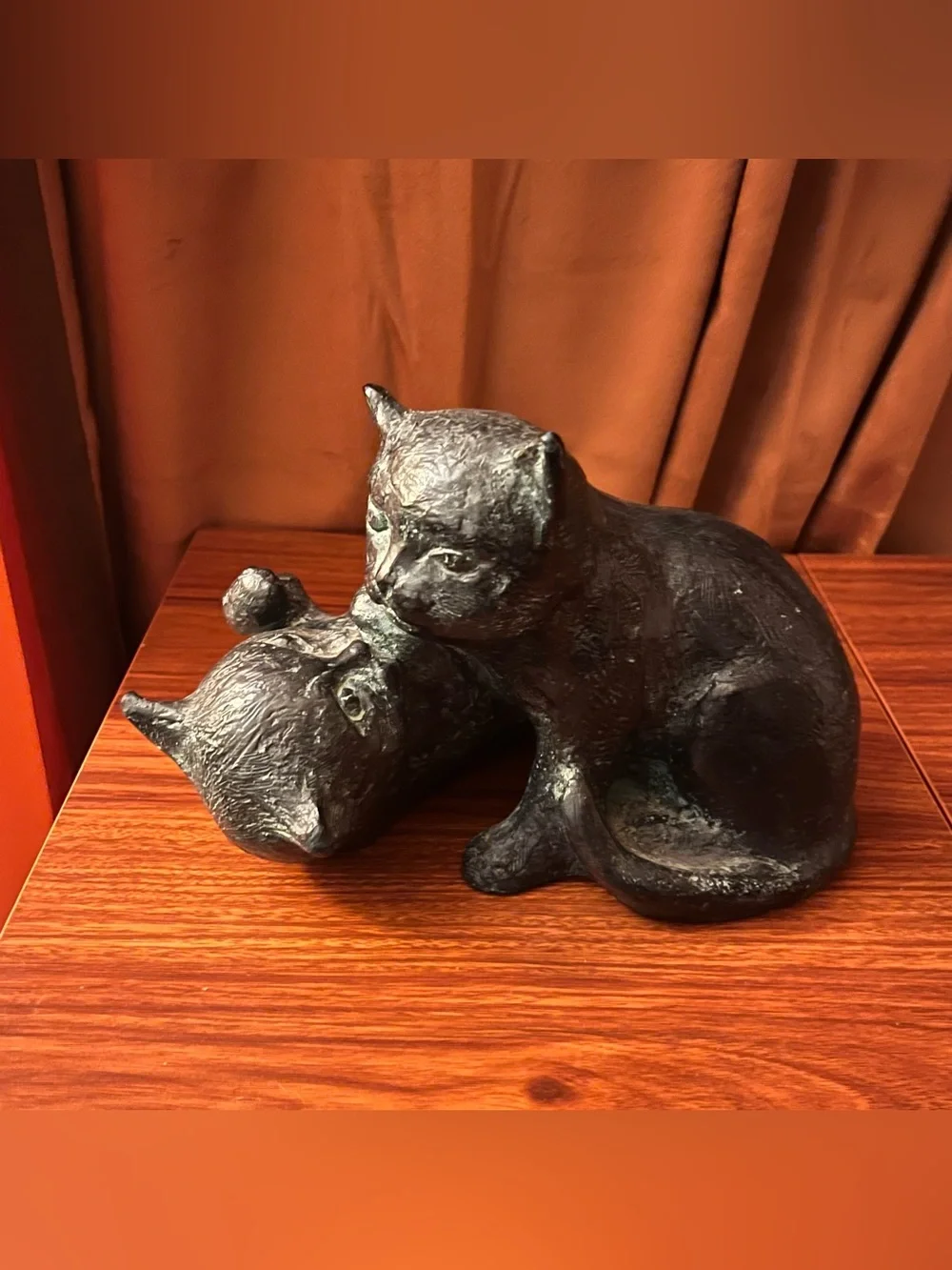 Vintage Mid Century Playful Cats Sculpture